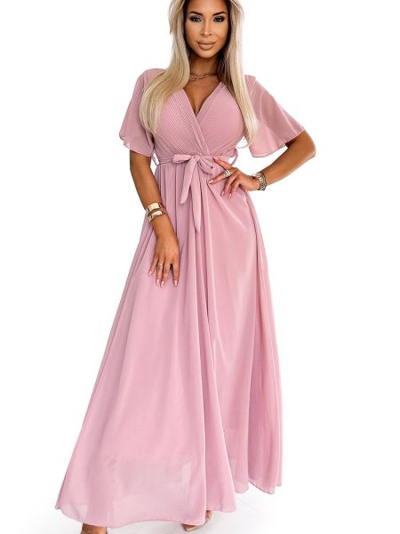 Rochie lunga plisată Numoco roz