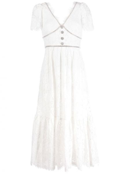 Mini haljina s čipkom Self-portrait bijela
