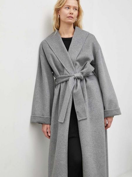 Oversized vlněný kabát By Malene Birger šedý