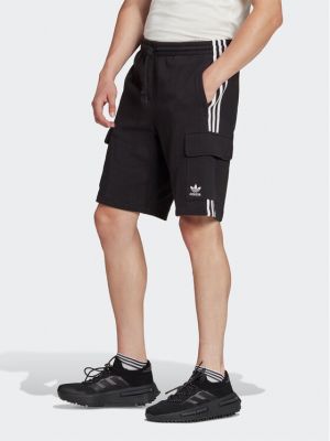 Pantaloni scurți de sport cu dungi Adidas negru