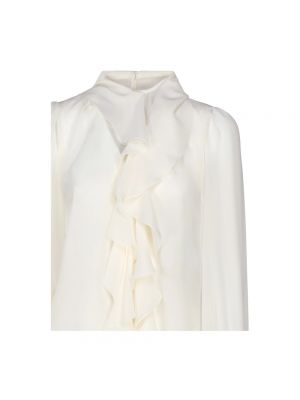 Blusa de seda con volantes de cuello redondo Dolce & Gabbana