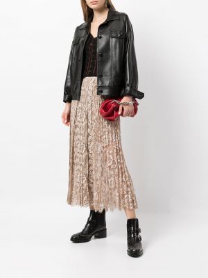 Krajkové plisované květinové sukně Ermanno Scervino béžové