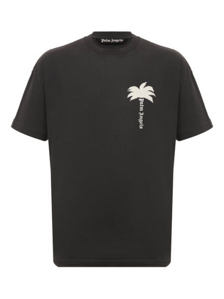 Хлопковая футболка Palm Angels серая