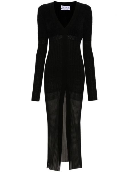 Rovné šaty s výstrihom do v The Attico čierna