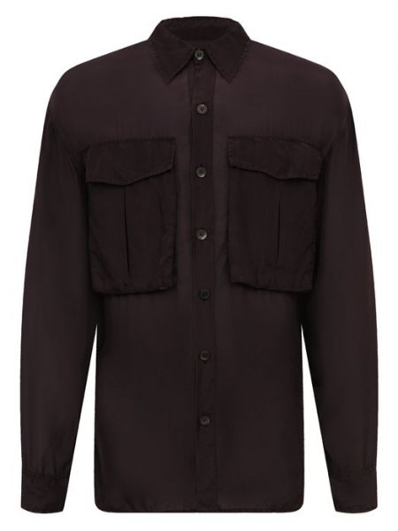 Шелковая рубашка Dries Van Noten коричневая