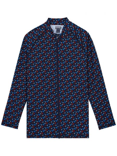 Дълга риза с цип с принт Vilebrequin синьо