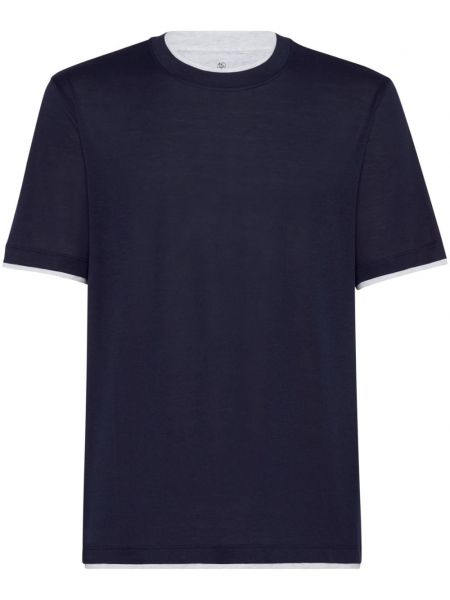 T-shirt di seta Brunello Cucinelli blu