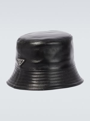 Sombrero de cuero Prada negro