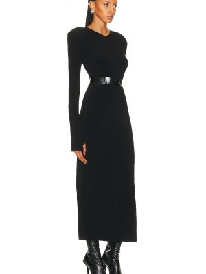 Платье с разрезом с длинным рукавом с подплечниками Norma Kamali черное