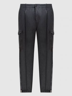 Серые шерстяные брюки карго Brunello Cucinelli