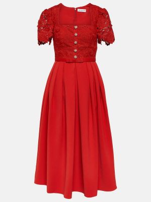 Čipkované midi šaty Self-portrait červená