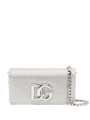 Clutch torbica s kristalima Dolce & Gabbana srebrena