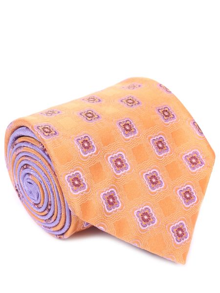 Шелковый галстук с принтом Canali оранжевый