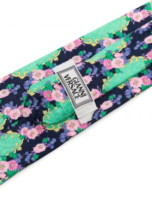Raštuotas gėlėtas šilkinis kaklaraištis Versace Pre-owned žalia