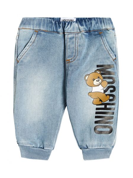 Trykt bomuld jeans for piger Moschino Kids blå