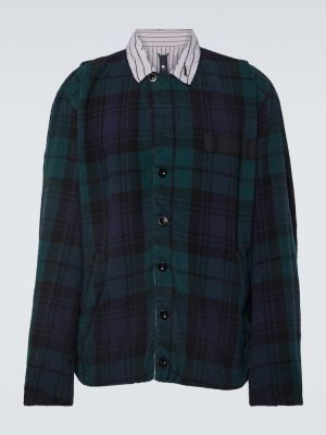 Reverzibilna volnena jakna s črtami Sacai zelena