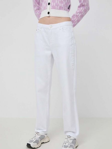 Дънки с висока талия Karl Lagerfeld бяло
