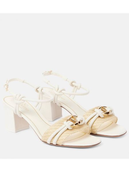 Kožne sandale s remenčićima Valentino Garavani bijela