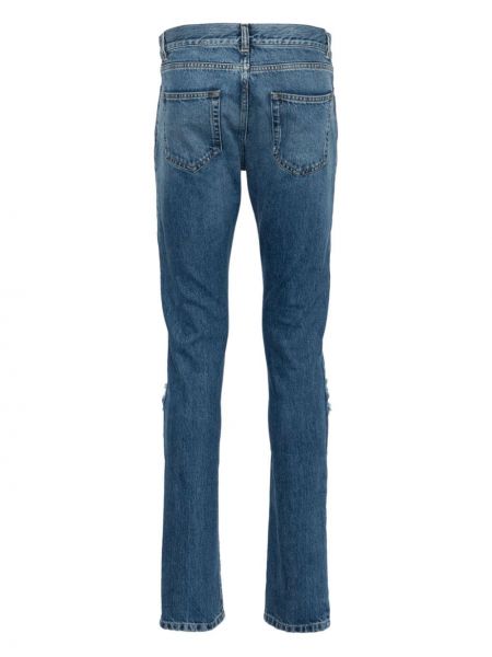 Slim fit skinny džíny s dírami Saint Laurent modré