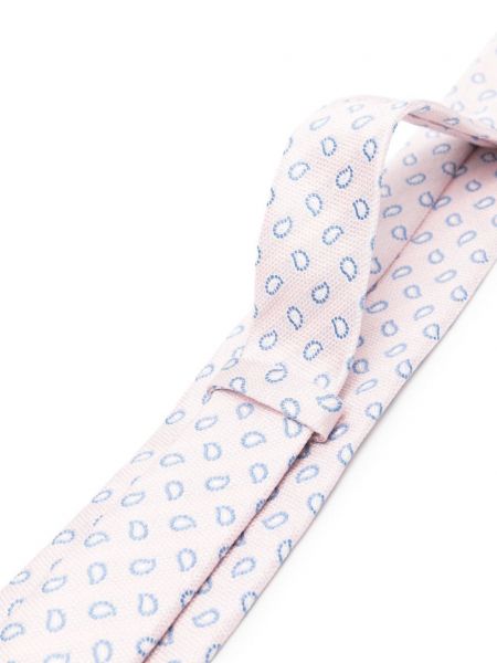 Hedvábná kravata s paisley potiskem Borrelli růžová