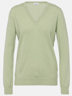 Кашмирен пуловер Brunello Cucinelli зелено