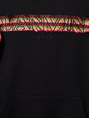 Medvilninis siuvinėtas džemperis su gobtuvu Lanvin juoda