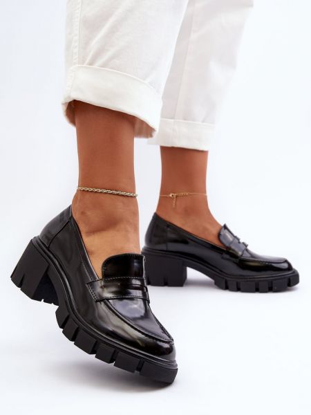 Pantofi loafer cu toc chunky cu stele Big Star Shoes negru