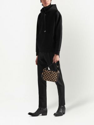 Kokvilnas kapučdžemperis ar apdruku Prada melns