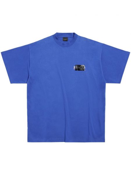 T-shirt di cotone oversize Balenciaga blu