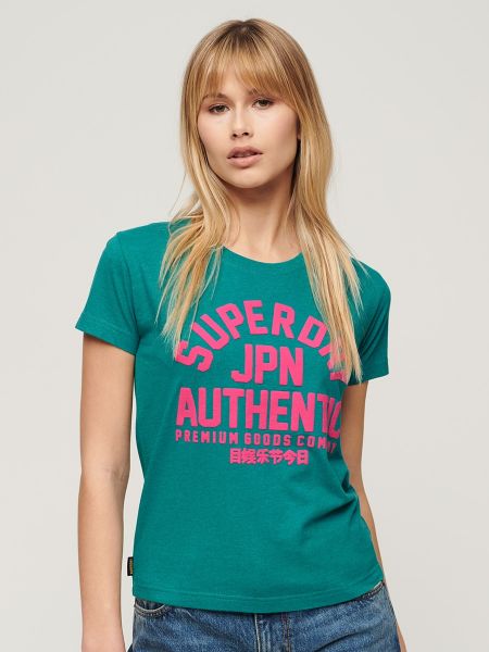 Camiseta ajustada slim fit con estampado Superdry verde