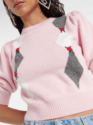 Vilnonis megztinis Alessandra Rich rožinė