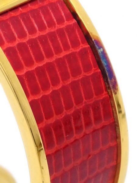 Bracelet manchette plaqué or Hermès Pre-owned rouge