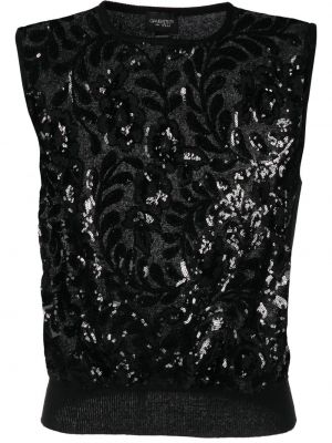 Top s cekini brez rokavov Giambattista Valli črna