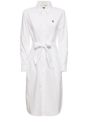 Medvilninis midi suknele Polo Ralph Lauren balta