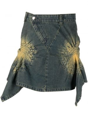 Asymetrické džínová sukně s potiskem Masha Popova