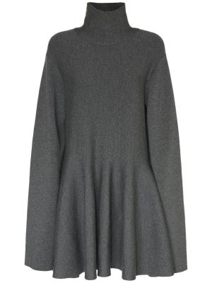 Pletené vlněné mini šaty Khaite šedé