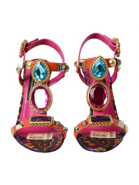 Sandalias de tiras de tejido jacquard Dolce & Gabbana rosa