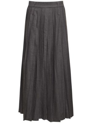 Plisovaná vlnená dlhá sukňa The Frankie Shop sivá
