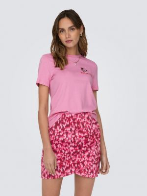 Koszulka z nadrukiem Only różowa