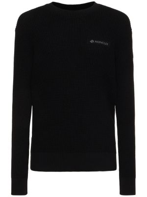 Bombažni pulover Moncler črna