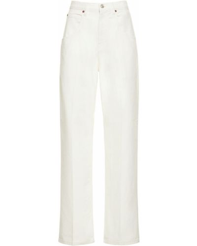 Voľné bavlnené džínsy s vysokým pásom Victoria Beckham biela