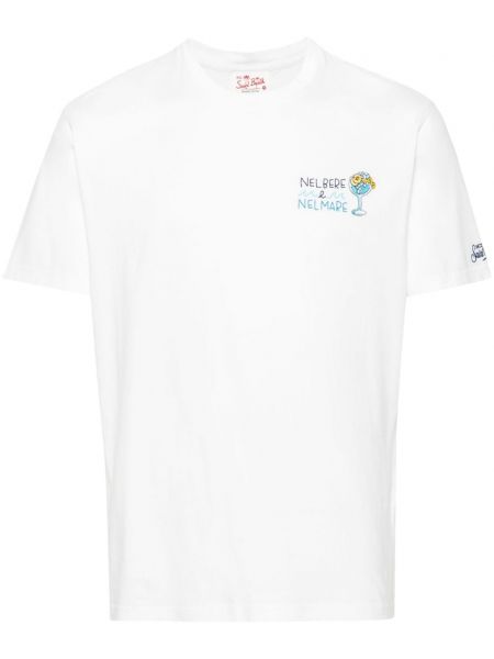 T-shirt brodé avec imprimé slogan Mc2 Saint Barth blanc