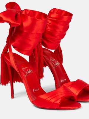 Satiinist sandaalid Christian Louboutin punane