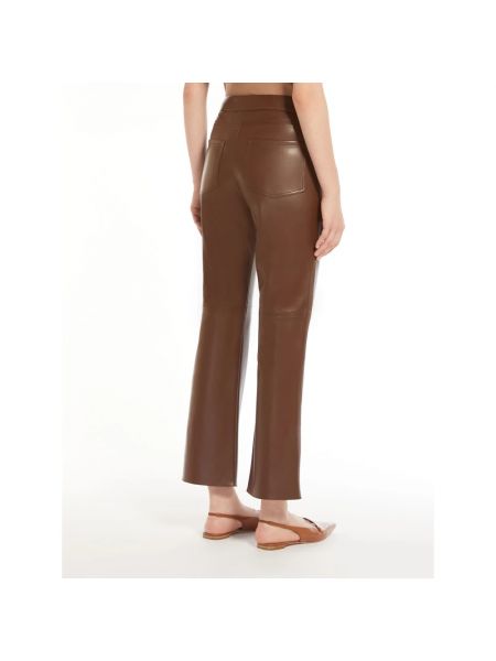 Pantalones de cuero de cuero sintético Max Mara marrón