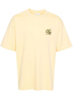 Памучна тениска бродирана Drôle De Monsieur жълто
