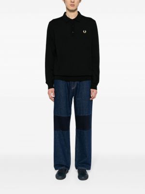Vlněný svetr s výšivkou Fred Perry černý
