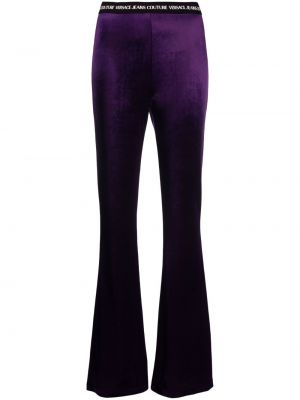 Pantaloni de catifea Versace Jeans Couture violet