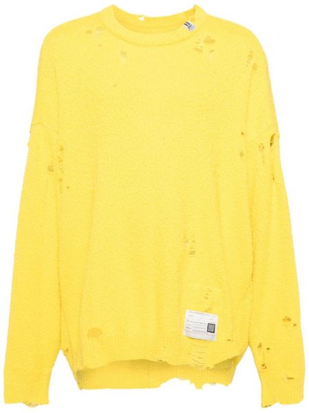 Sweter z przetarciami Maison Mihara Yasuhiro żółty