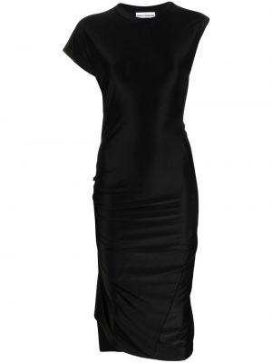Асиметрична миди рокля с драперии Rabanne черно
