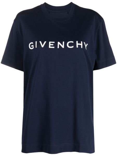 Kokvilnas t-krekls ar apdruku Givenchy zils
